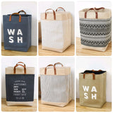 Durable Cotton Canvas Laundry Baskets with Leather Handles | 45x33x20 cm | Stylish Storage Organizer in Multiple Colors