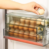 3 Layer Space Saving Egg Tray | Automatic Rolling Acrylic Egg Organizer for Fridge & Pantry