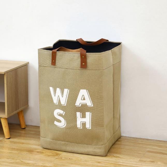 Durable Cotton Canvas Laundry Baskets with Leather Handles | 45x33x20 cm | Stylish Storage Organizer in Multiple Colors