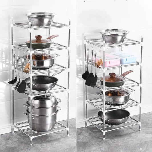 MultiPurpose Stainless Steel Rack | Adjustable, Versatile Design | 42x35x129 cm