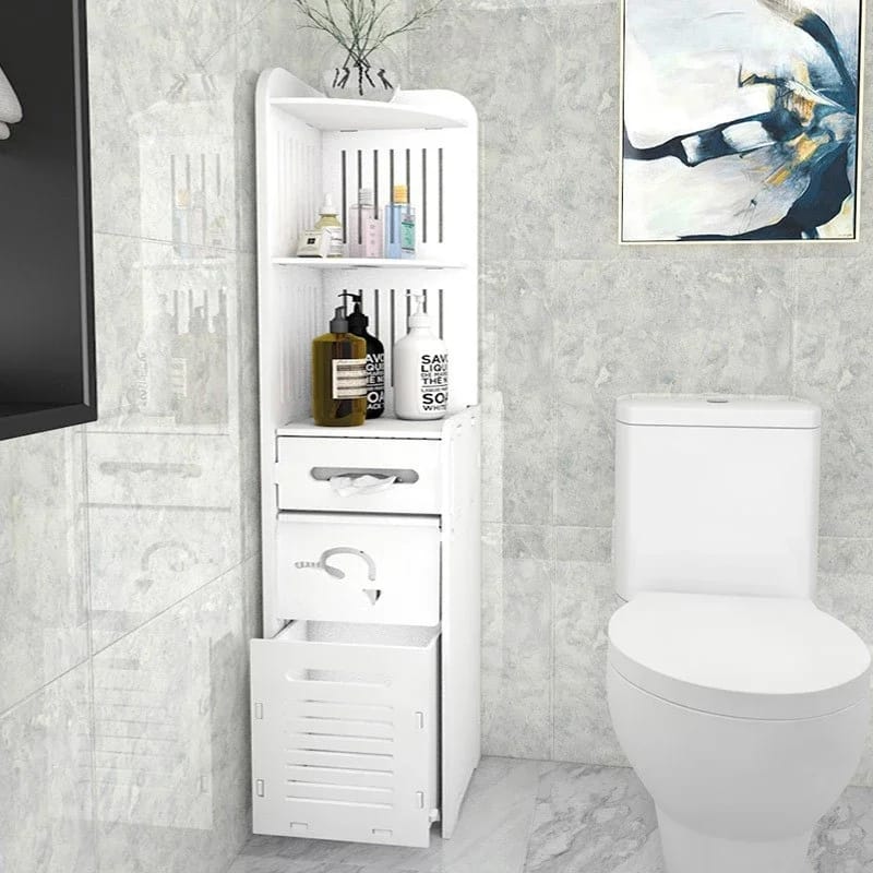 Toilet|Bathroom Vanity Side Cabinet White, Waterproof PVC Foam Board, 30cm x 30cm x 120cm