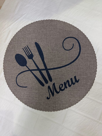 High Quality Menu Printed 38cm Diameter |  6 piece Round Table Mats Set | Dining Tables | Coffee Tables | Dining Room Decor