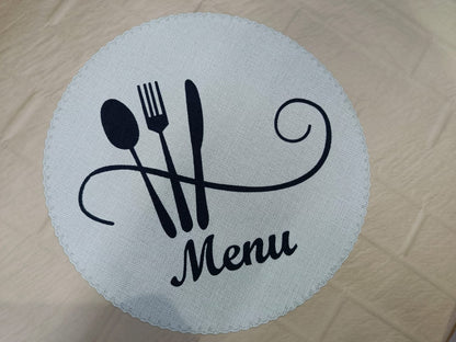 High Quality Menu Printed 38cm Diameter |  6 piece Round Table Mats Set | Dining Tables | Coffee Tables | Dining Room Decor