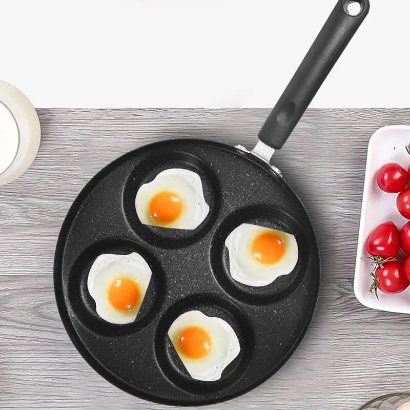 Nonstick Coating Frying Pan Egg Skillet | 4 Cup Design for Eggs, Pancakes & More | Alloy Steel with Bakelite Handle