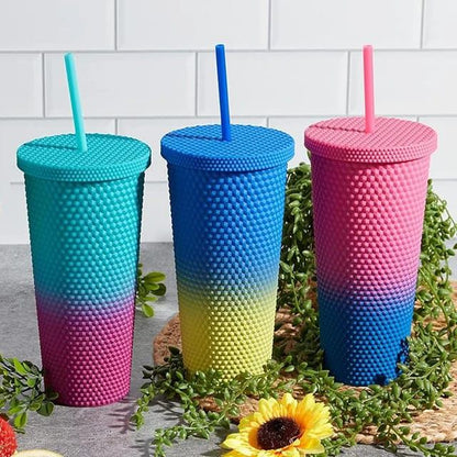 800 ml Studded Tumbler with Lid and Straw