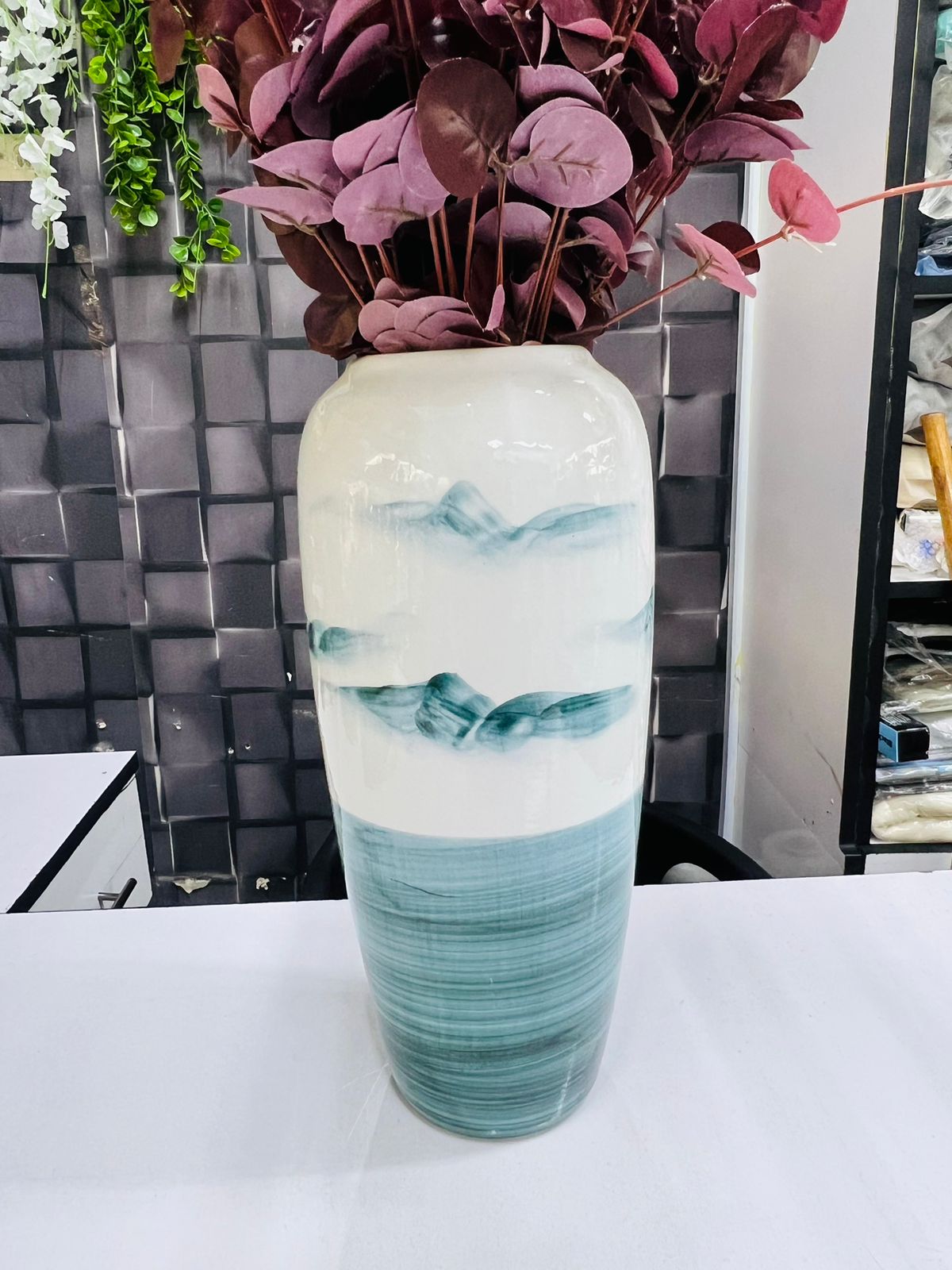 High Quality Elegant Ceramic Vase  | Tall and Slender Design | Living Room| Dining Room | Bedroom | Office | Entryway | Outdoor Decor 8cm x 35cm