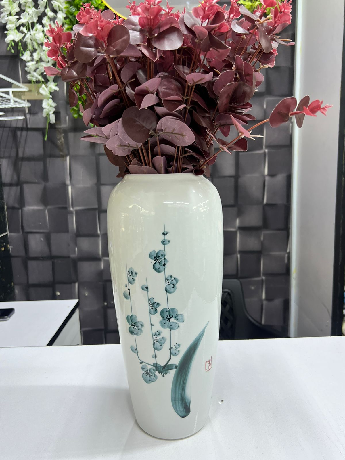 High Quality Elegant Ceramic Vase  | Tall and Slender Design | Living Room| Dining Room | Bedroom | Office | Entryway | Outdoor Decor 8cm x 35cm