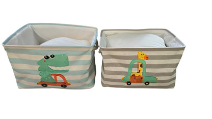 Lightweight Cartoon Animal Canvas Storage Basket | 40x29x24cm | Foldable Baby Laundry & Kids Toy Organizer