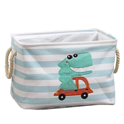 Lightweight Cartoon Animal Canvas Storage Basket | 40x29x24cm | Foldable Baby Laundry & Kids Toy Organizer