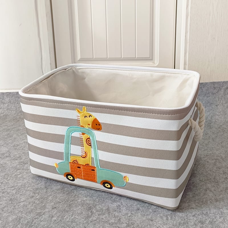 Lightweight Cartoon Animal Canvas Storage Basket | 40x29x24cm | Foldable Baby Laundry & Kids Toy Organizer