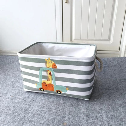 Lightweight Cartoon Animal Canvas Storage Basket | 40x29x24cm | Foldable Baby Laundry & Kids Toy Organizer