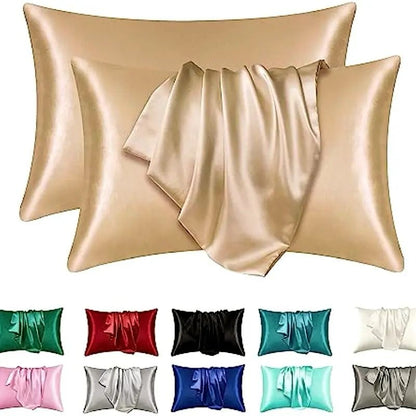 Satin Silk Bed Pillowcases Luxurious and Soft, 50x75cm, Available in Grey, Beige, Navy Blue, and Pink