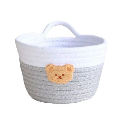 Multipurpose Round-Shaped Handmade Bright-Colored Delicate Cotton Rope Sundries Basket|Living Room |Bedroom |Kitchen| Closet Organizer | Blanket Toys Pillow Towels  {7 x 4.3} inches