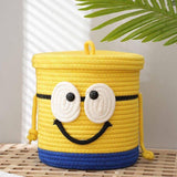 Round Woven Cotton Rope Storage Basket with Lid | Multipurpose Organizer for Kitchen, Office, Home Decor | 34cm x 34cm