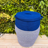 Extra Large Laundry Home Storage Multipurpose & Portable Cotton Rope Basket with Lid & Strong Handles|Dirty Clothes Clothing Closet Organizer| Bathroom|Bedroom|Living Room|Kitchen Basket|Home Decorative Basket 60cm x 50cm