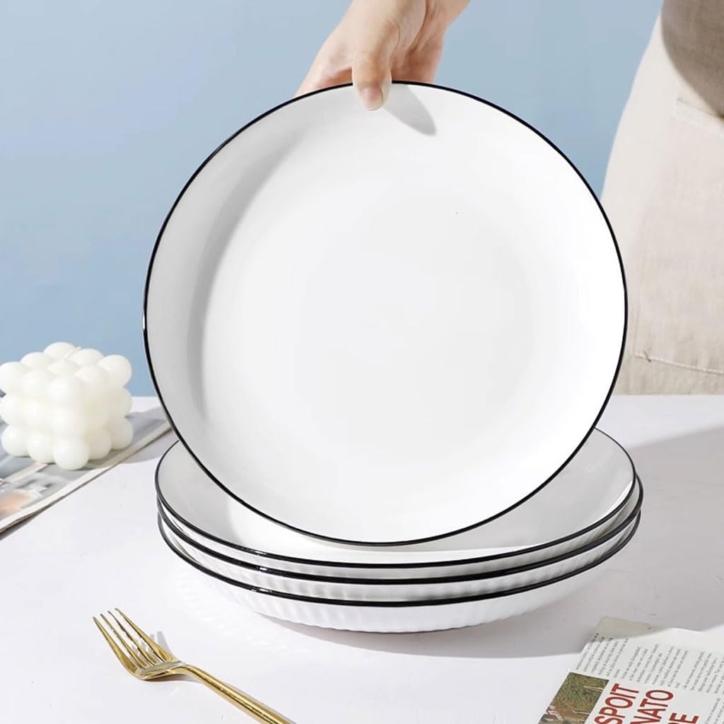 10 inch Ceramic Pasta Dinner Plates | Set of 6 Elegant Plates for Pasta, Salads