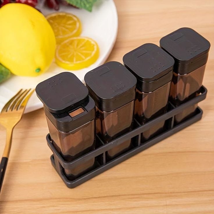 4pcs Spice Seasoning Set  Convenient Plastic Spice Jars for Kitchen and Dining Table