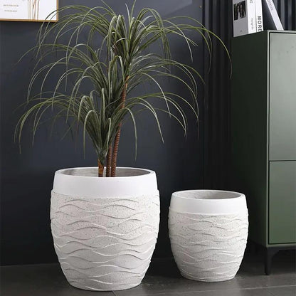 3 Piece Set of High Quality Inspirational Concrete Flower Pots | Creative Design Planters with Drainage Hole (Indoor/Outdoor)