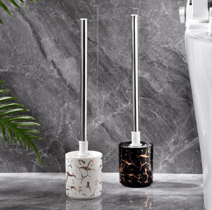 Marble Toilet Brush with 360° Rotating Holder Plastic & Stainless Steel, Available in Marble White and Black