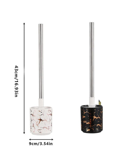 Marble Toilet Brush with 360° Rotating Holder Plastic & Stainless Steel, Available in Marble White and Black