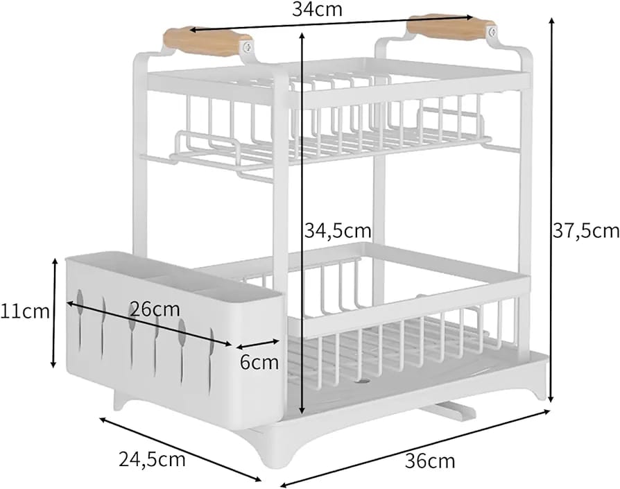 High Quality Classy Dish Rack Rust Resistant Kitchen Organizer with Cutlery Holder and Dish Drainer