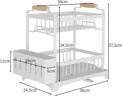 High Quality Classy Dish Rack Rust Resistant Kitchen Organizer with Cutlery Holder and Dish Drainer