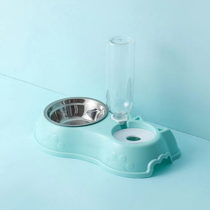 Automatic Single Pet Bowl Plus Water Dispenser,Safe Pets, Healthy Material, Cats and Dogs feeder, Easy Clean, Automatic Water Refill,