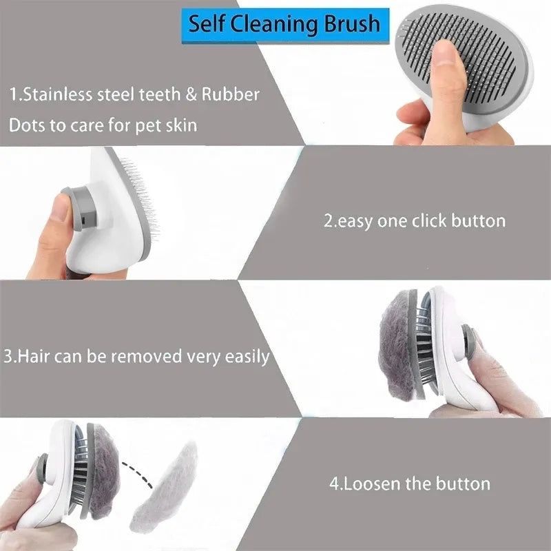 Cat & Dog Grooming Brush Self Cleaning Slicker Pet Hair Remover for Shedding, Mats, and Loose Hair, Suitable for Short or Long Haired Pets