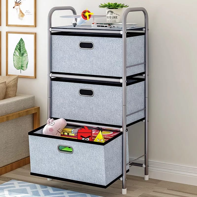 Multipurpose Storage Rack with Drawers – Stainless Steel Frame, Breathable Non-Woven Drawers (39x29x86cm)