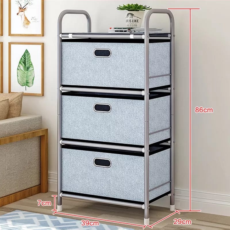 Multipurpose Storage Rack with Drawers – Stainless Steel Frame, Breathable Non-Woven Drawers (39x29x86cm)