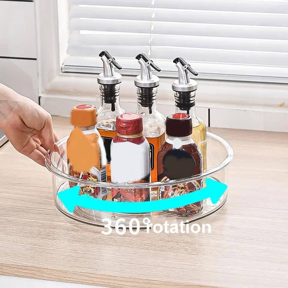 Acrylic Multipurpose Rotating Organizer/Turntable, Bathroom Organiser, Lotion Storage, Makeup Organiser, Bathroom Counter, Kitchen Counter Tops,Hair Accessories, Easy Access,Spices Organiser