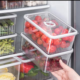 Acrylic Fridge Storage Containers with Lid | Clear Stackable Organizer for Fruits, Vegetables, Salads & Cereals