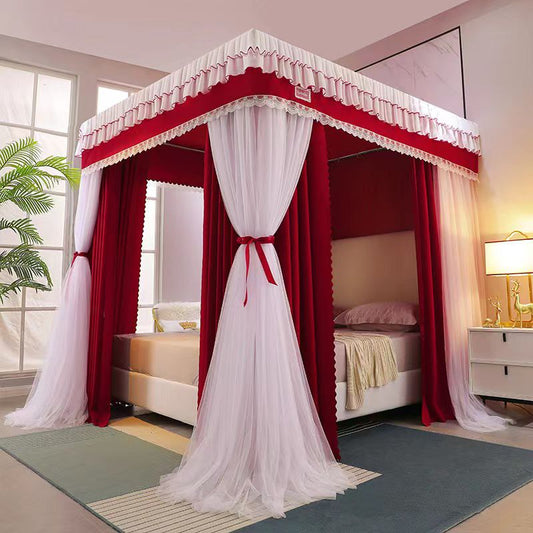 Canopy 4 Stand with Stainless Steel Bracket  Princess Room Decorative Bed Curtain & Mosquito Net (5x6)