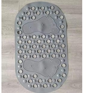 Bathroom Anti Slip Mat with Footprints Strong Suction, Non-Slip (65x35cm) Available in Grey, White, and Beige