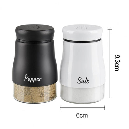 Stainless Steel and Glass Salt and Pepper Shaker Set – 120ml Refillable Spice Bottles with Wide-Mouth Design