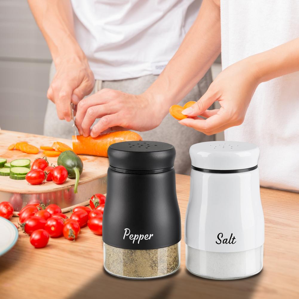 Stainless Steel and Glass Salt and Pepper Shaker Set – 120ml Refillable Spice Bottles with Wide-Mouth Design