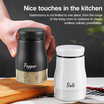 Stainless Steel and Glass Salt and Pepper Shaker Set – 120ml Refillable Spice Bottles with Wide-Mouth Design