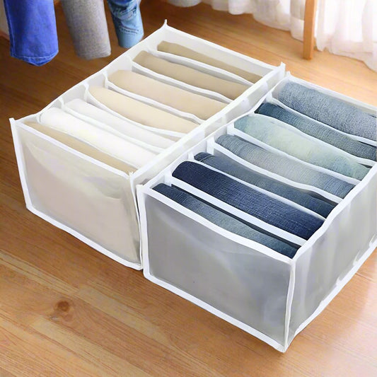 7 Grids Foldable Jeans|Sweaters|Pants|Spring & Autumn Trousers Fabric Wardrobe Clothes Closet Organizer Storage Box| Clothes Compartment Drawer Storage Organizer 30cm x 20.8cm x 19.5cm