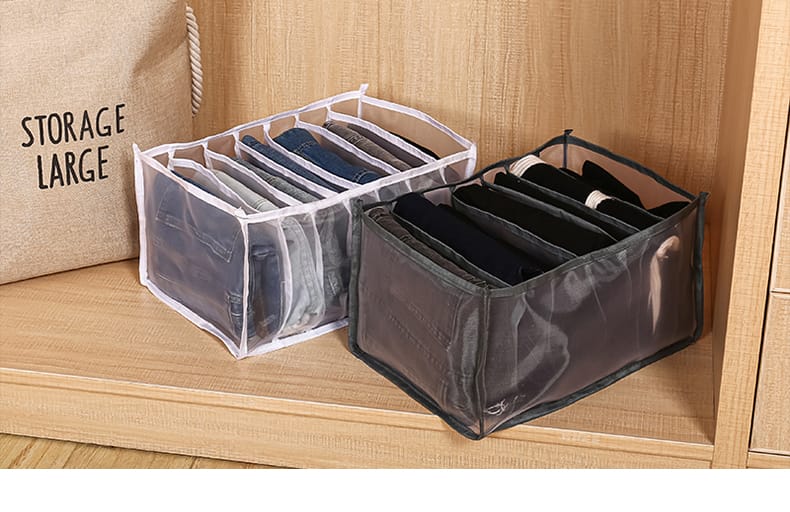 7 Grids Foldable Jeans|Sweaters|Pants|Spring & Autumn Trousers Fabric Wardrobe Clothes Closet Organizer Storage Box| Clothes Compartment Drawer Storage Organizer 30cm x 20.8cm x 19.5cm