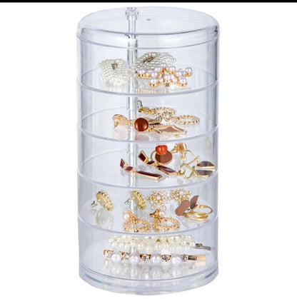 Acrylic Rotating Jewelry Holder 5 Layers, 11x21cm, Elegant Jewelry Organizer