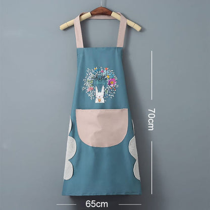 Oil Proof Waterproof Cartoon Apron Sleeveless Kitchen Apron with Waist Wipe for Household Cooking