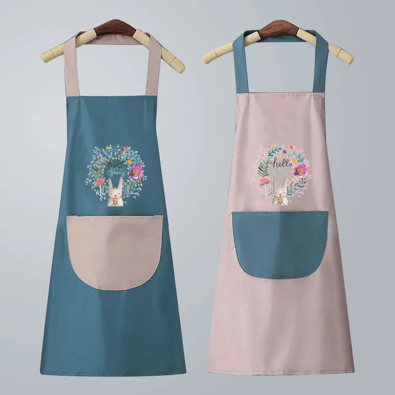 Oil Proof Waterproof Cartoon Apron Sleeveless Kitchen Apron with Waist Wipe for Household Cooking