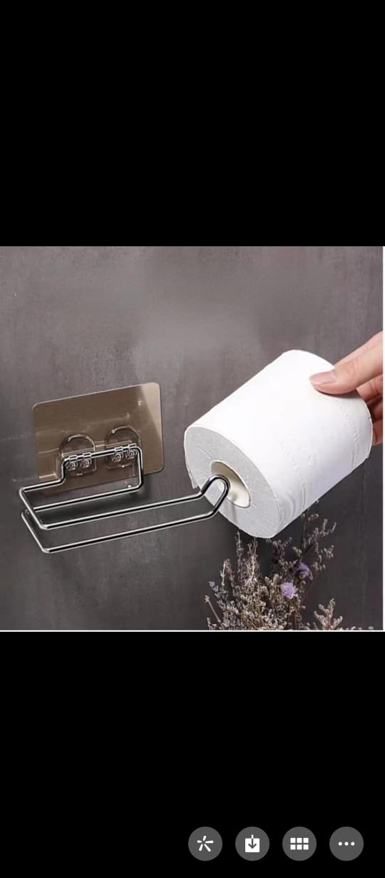 Stainless Steel Punch Free Toilet Paper Holder | Bathroom Roll Holder for Household, Simple Wall Mounted Tissue Rack