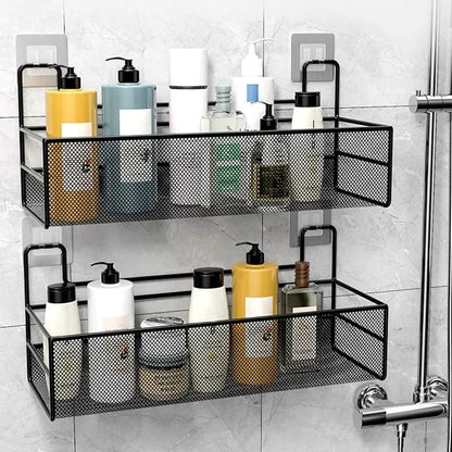 Large Mesh Bathroom Rack | Self-Adhesive Organizer with No Drilling Required