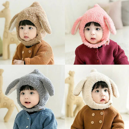 Wool Winter Children’s Hat with Fleece Lining Long Ear Cartoon Hat for Girls & Boys