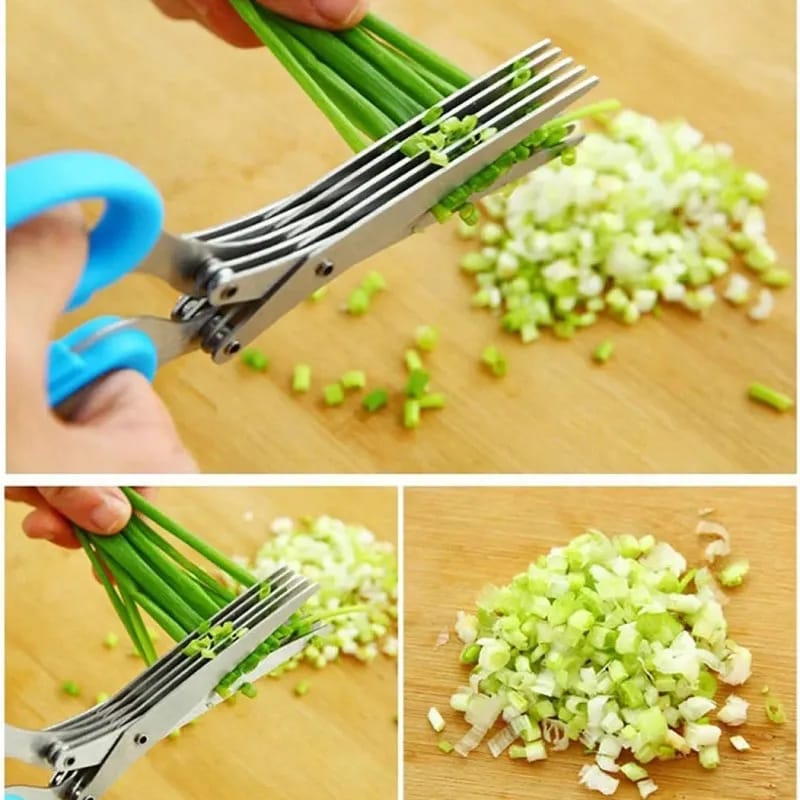 MultiFunctional Stainless Steel 3|5 Layer Kitchen Scissors Pepper Shredder, Scallion Cutter, Cooking Tool