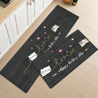 2pc Kitchen Anti-Slip Mats Set Durable Non Slip Floor Mats for Kitchen, Large 120x40cm & Medium 60x40cm