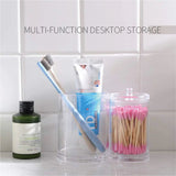 Double Barrel Acrylic Cotton Swab Storage Box Clear Organizer for Cotton Swabs, Pads, and Small Accessories