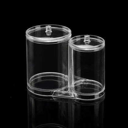 Double Barrel Acrylic Cotton Swab Storage Box Clear Organizer for Cotton Swabs, Pads, and Small Accessories