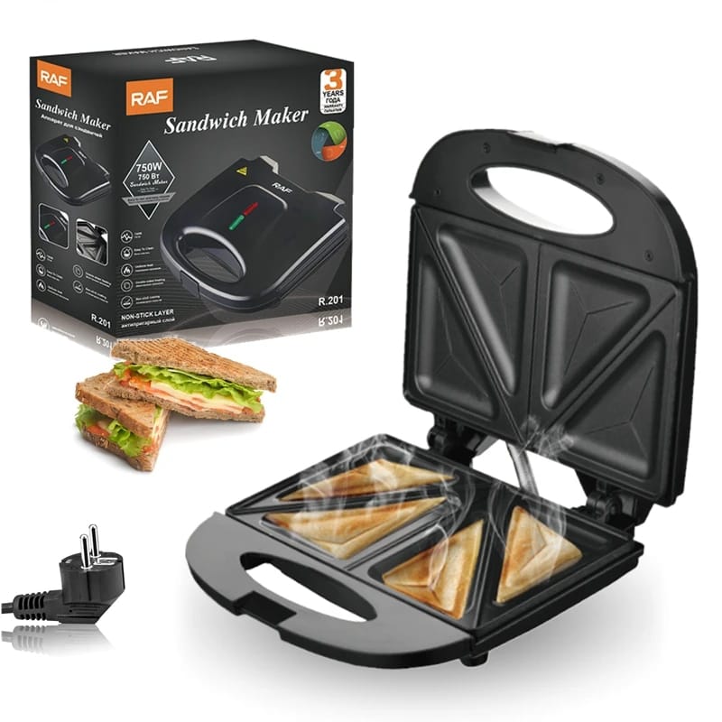 Mini Electric Sandwich Maker 750W Double Sided Heating, Non Stick Grill for Breakfast Cooking.